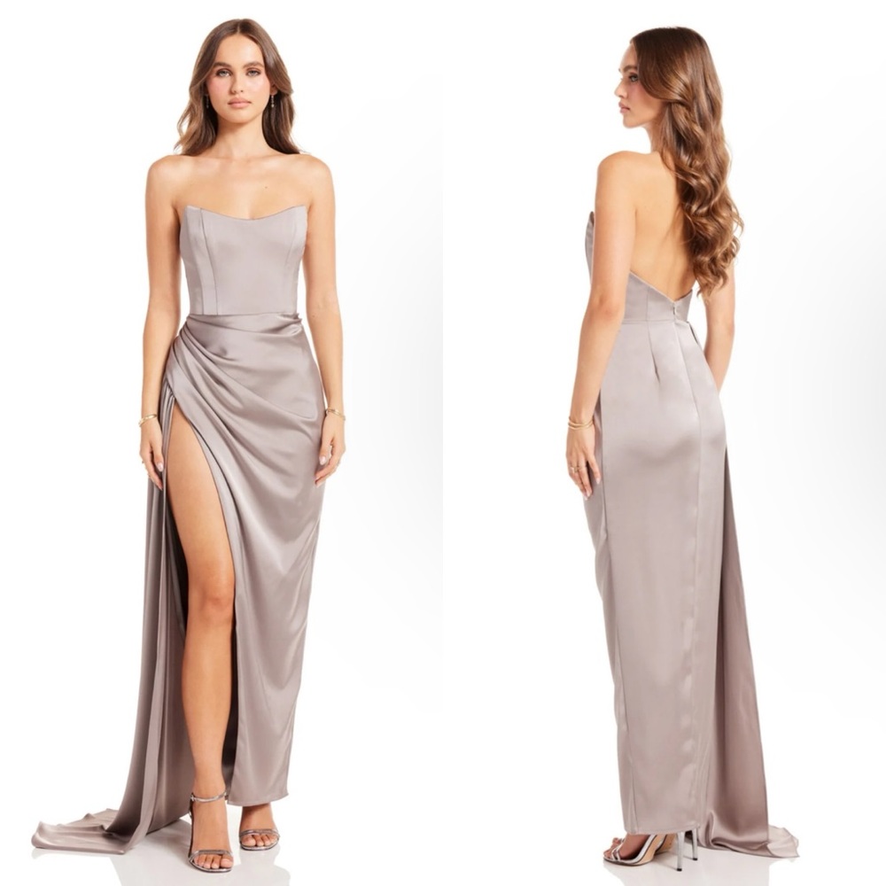 Katie May Bita gown maxi dress in metal grey Size XS NEW! New with tags!